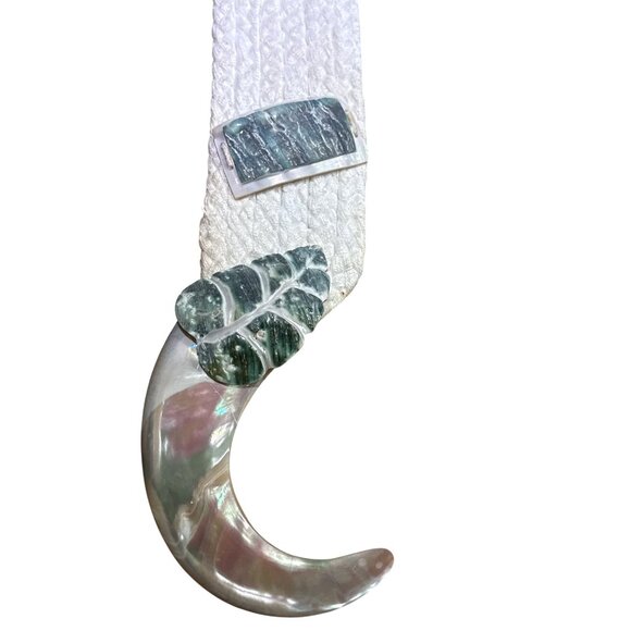 Flura Handcrafted Abalone & Mother of Pearl Belt – Boho Macramé Statement Vintag main image 12